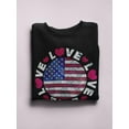 thumbnail image 3 of United States Flag Love Design Sweatshirt Women - Women Sweatshirt, Black, 3XL, 3 of 4