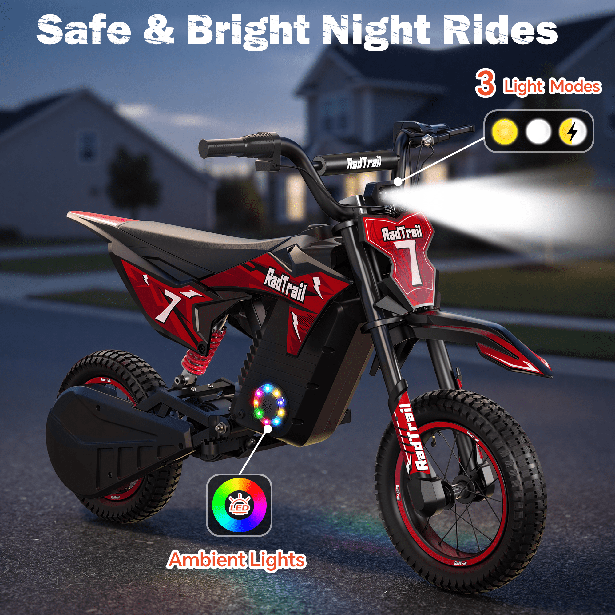 East doll 36V Electric Dirt Bike for Kids, Peak 700W Kids Electric Dirt Bikes, Electric Kids Dirt Bike for Boys Girls Aged 4-8Y, 3-Speed, Max 15.5 Mph, 13.7 Miles Long Range, 3 Light Modes, Red