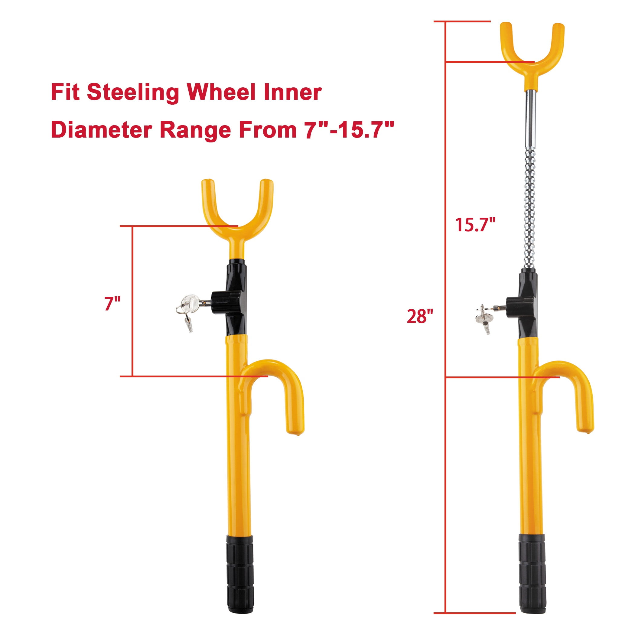 CARTMAN Vehicle Steering Wheel Lock, Adjustable Length with High Quality Great Security Black