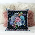 thumbnail image 3 of Amrita Sen Flowers Indoor/Outdoor Pillow with Removable Cover in Black Blue16x16, 3 of 5
