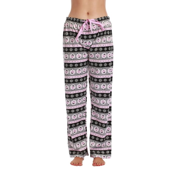 #followme Silky Fleece Buffalo Plaid Pajama Pants for Women (Sheep Fairisle, X-Small)