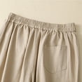 thumbnail image 5 of Henpk Womens Cotton Linen Bermuda Shorts Yoga Pants Tummy Control Workout Gym Shorts Loose Fit Casual Pants Elastic Waist Summer Beach Trousers Ladies Active Athletic Zipper Pockets Beige XL, 5 of 6