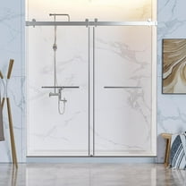 68-72" W x 76" H Frameless Sliding Shower Door, Frameless Double Sliding with 3/8" (10mm) SGCC Tempered Glass, 2 Stainless Steel Handle, Reversible Installation, Brushed Nickle