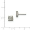 thumbnail image 2 of Stainless Steel Brushed CZ Square Post Earrings, 2 of 7