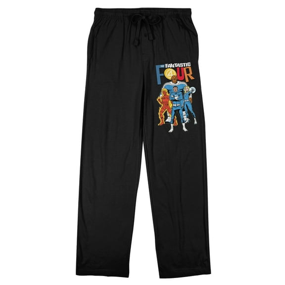 The Fantastic Four: First Steps Standing Character Print Men's Black Sleep Pajama Pants-XS