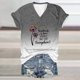 thumbnail image 2 of Tops Cortos para las Mujeres Día de la Independencia Impreso Suéter con Cuello en V Manga Corta, Top Casual para Primavera Verano, 2 of 3