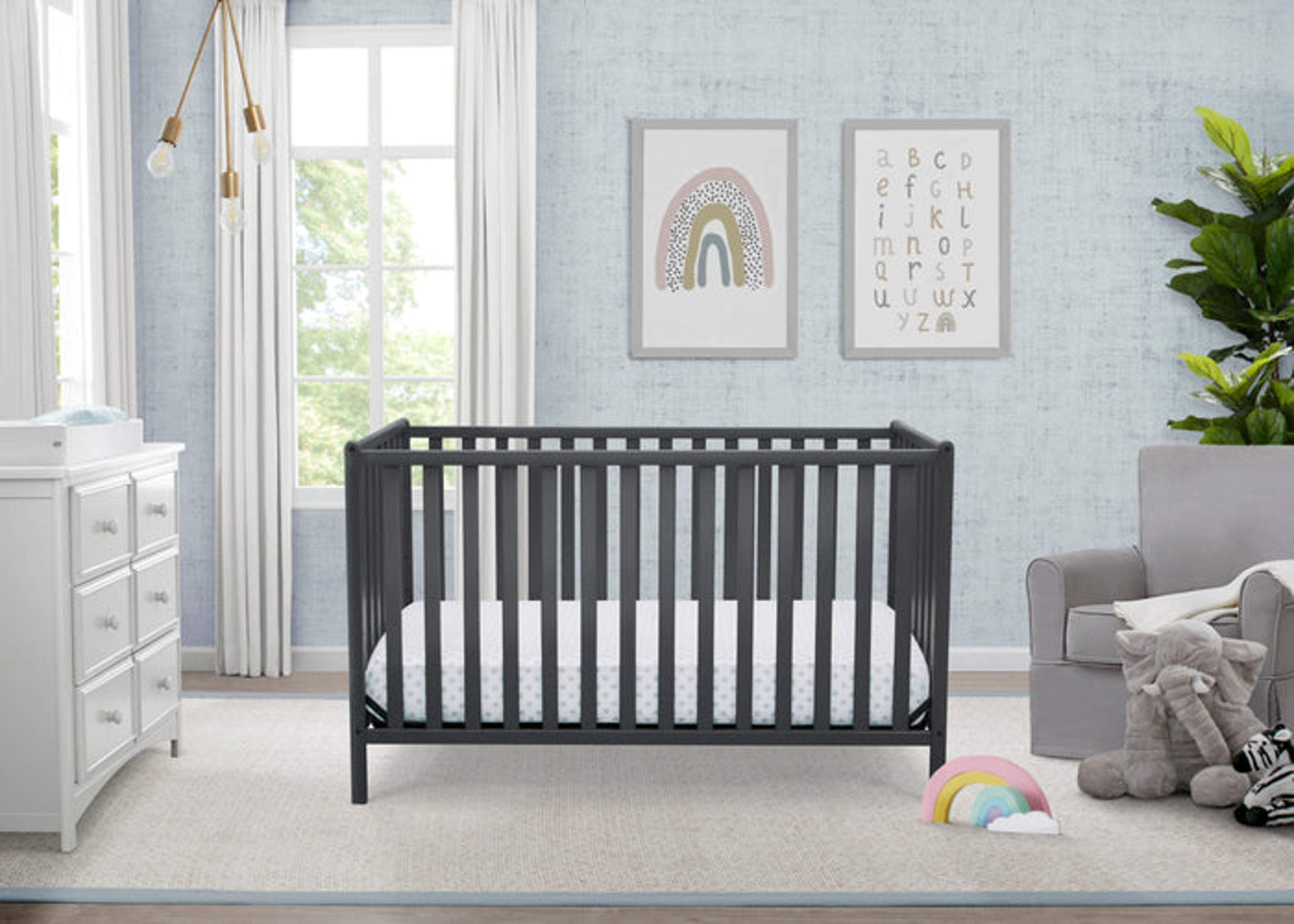 Delta Children Heartland 4-in-1 Convertible Baby Crib, Charcoal Gray