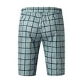 thumbnail image 5 of Mens Shorts Summer Plaid Print Shorts Zipper Fly Semi Elastic Waist Pocket Blue L, 5 of 5