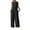 Black, variant on WCJM Blue Womens Large Plain Sleeveless Trousers Suit Cotton Linen Casual Long Sleeved Loose Cotton Suit