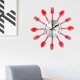 thumbnail image 4 of Reloj de cubiertos de acero inoxidable, cuchillo y tenedor, cuchara, reloj de pared, decoración de cocina, rojo, 4 of 10