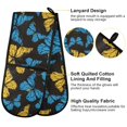 thumbnail image 4 of Dailycode Double Sided Oven Mitt with Loop Heat Resistant Kitchen Long Potholders 7" x 35" Blue Yellow Butterflies, 4 of 6
