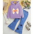 thumbnail image 2 of Cethrio Girls Outfit Sets, Long Sleeve Spring Two Piece Hoodies and Jeans Sets Purple Size 6-7 T, 2 of 5