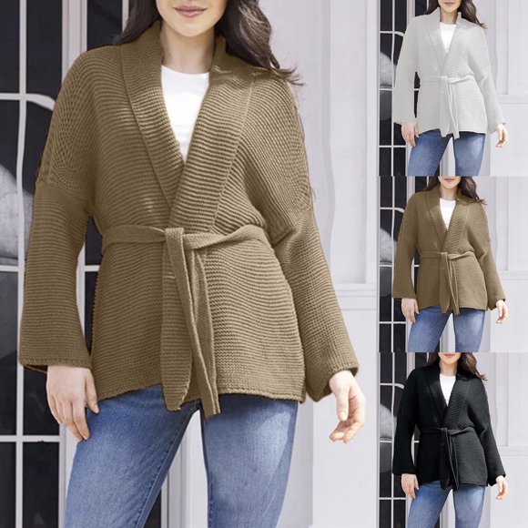 Sentmoon Knit Blazer Women Plus Size Collar Long Sleeve Fall Sweaters Solid Color Loose Knitted Chunky Cardigan Sweaters for Women Winter for Holiday Party Knitwear Black XL