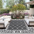 thumbnail image 1 of Tapis d'Intérieur et d'Extérieur pour Patio 6x9 ft - Tapis Réversible Extérieur, Résistant aux Taches et aux UV, Tapis Portable en Paille Plastique pour Camping, Piscine, Porche Losange Vert et Vanille, 1 of 4