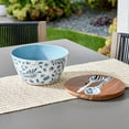 thumbnail image 3 of Better Homes & Gardens 4-Piece Bamboo Melamine Salad Serving Bowl and Utensil Set with Acacia Wood Lid, Blue, 3 of 20