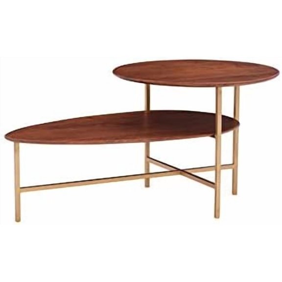 Linon Devyn Two Tiered Wood and Metal Coffee Table in Gold