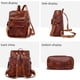 thumbnail image 2 of Mochila de cuero para mujer, diseño multiusos, convertible, bolso de hombro, bolso de viaje, color marrón, 2 of 5