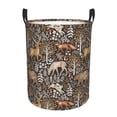 thumbnail image 1 of Balery Moose fox bear leaf tree Cesta de ropa redonda con asas, impermeable, independiente, para ropa, juguetes, dormitorio y familia-Medium, 1 of 6