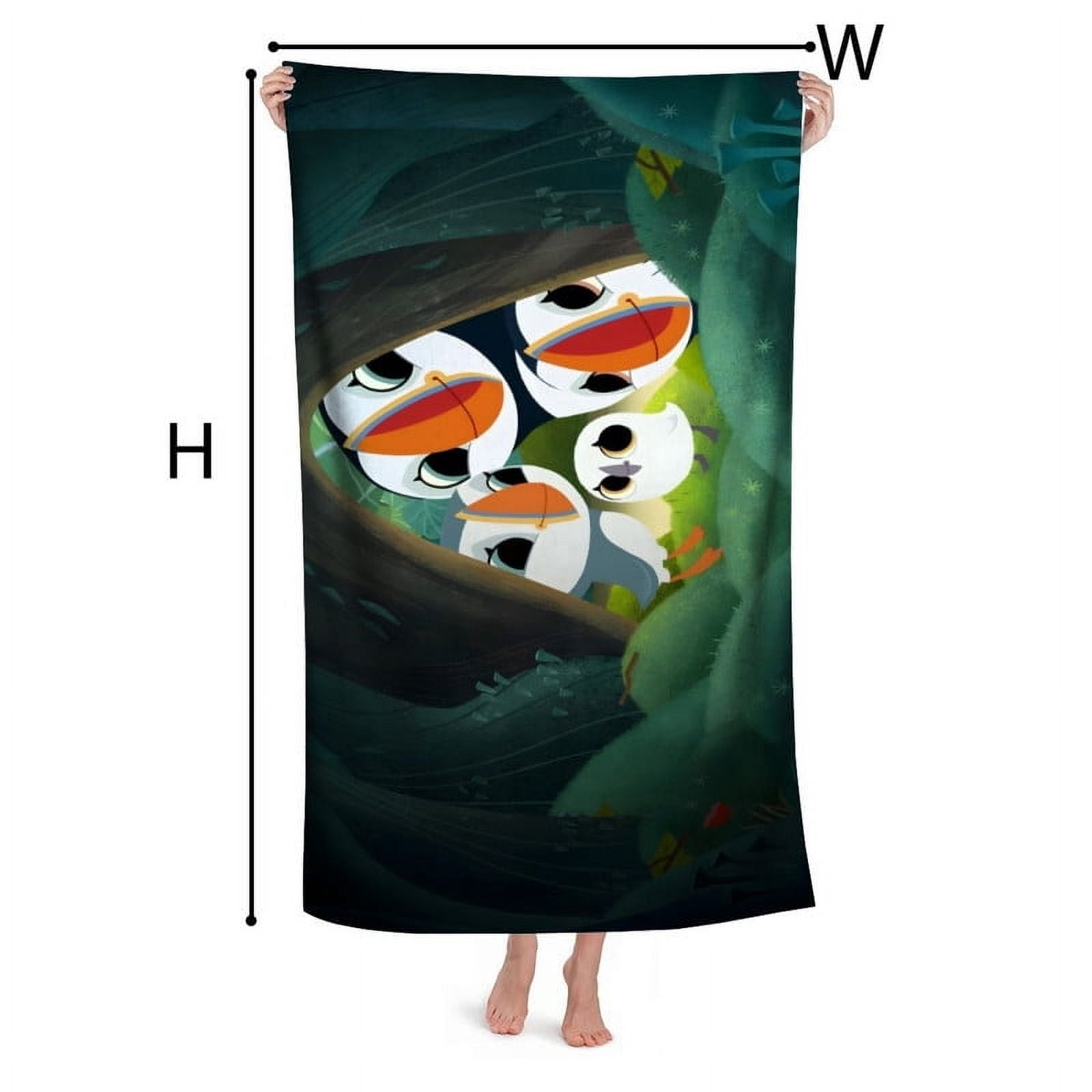 Puffin Rock Cartoon Gifts Beach Towel for Women Kids Birthday Bath Outdoor Quick Dry Lightweight 30.7×51in