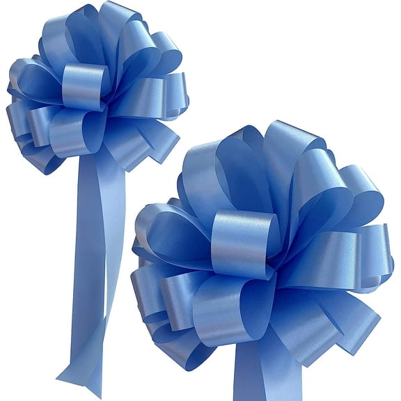 Baby Blue Gender Reveal Ribbons - 8" Wide, Set of 6 Pull Bows, Easter, Baby Shower, Birthday