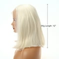 thumbnail image 2 of Unique Bargains Lace Front Wigs for Women 12" White Medium Long Straight Bob with Wig Cap, 2 of 6