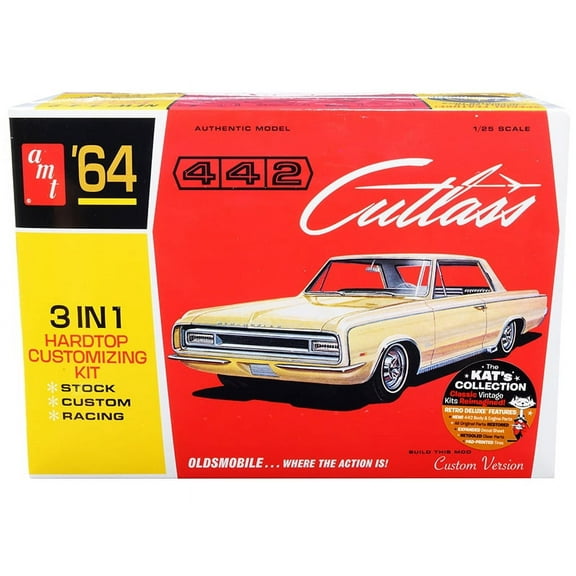 Skill 2 Model Kit 1964 Oldsmobile Cutlass 442 Hardtop 3-in-1 Kit 1/25 Scale Model by AMT
