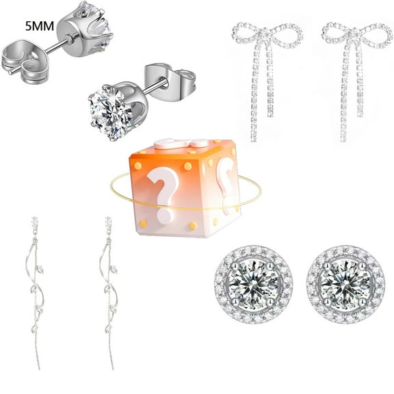 Christmas Gift Mystery Earring Blind Box 4 Styles Women Earrings 25 Chance Each Random One（christmas decorations）