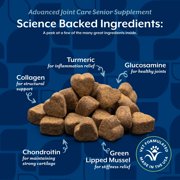 NaturVet Advanced Joint Care Senior Supplements, Bacon and Chicken Flavor, 60 Count
