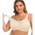 thumbnail image 6 of YWDJ Push up Bras for Women Plus Size Padded Comfortable Bras No Underwire Bras Adjustable Straps Full Coverage Wrap Sleep Bras Padded Plus Size Lace Comfortable Bras Comfy Bras Beige L, 6 of 6