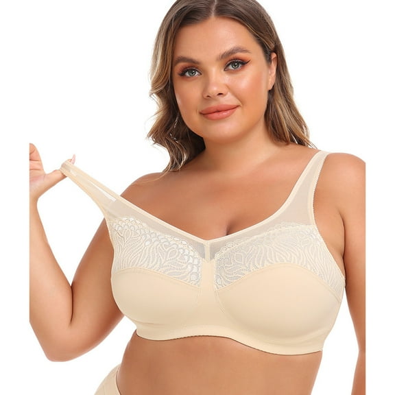 BSDJILFG Push-Up Bras for Women Plus Size Lace Bras for Big Busted Women Wireless Soft High Supportive Full Coverage Everyday Workout Bras ,S-6XL