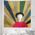 thumbnail image 1 of Contemporay Art Tapestry, Sketchy Drawn Woman Design Colorful Stripes Back Illustration Design Art, Fabric Wall Hanging Decor for Bedroom Living Room Dorm, 5 Sizes, Multicolor, by Ambesonne, 1 of 1