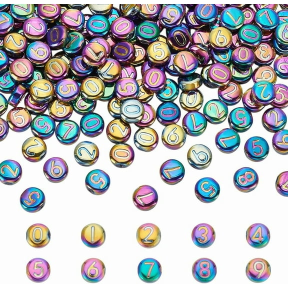 150 Pcs Glass Number Beads 10mm Mixed Purple Colors Electroplate Beads Flat Round Small Loose Spacer Beads for DIY Jewelry Making Necklace Bracelet