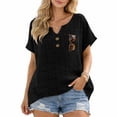 thumbnail image 4 of Women Linen Shirt Peasant Tops For Women Gauze Shirts For Women Boho Peasant Gauze Blouses Summer Blouses For Women Loose Fit Tee Shirt Women Gauze Tunic Tops For Women Black L, 4 of 9
