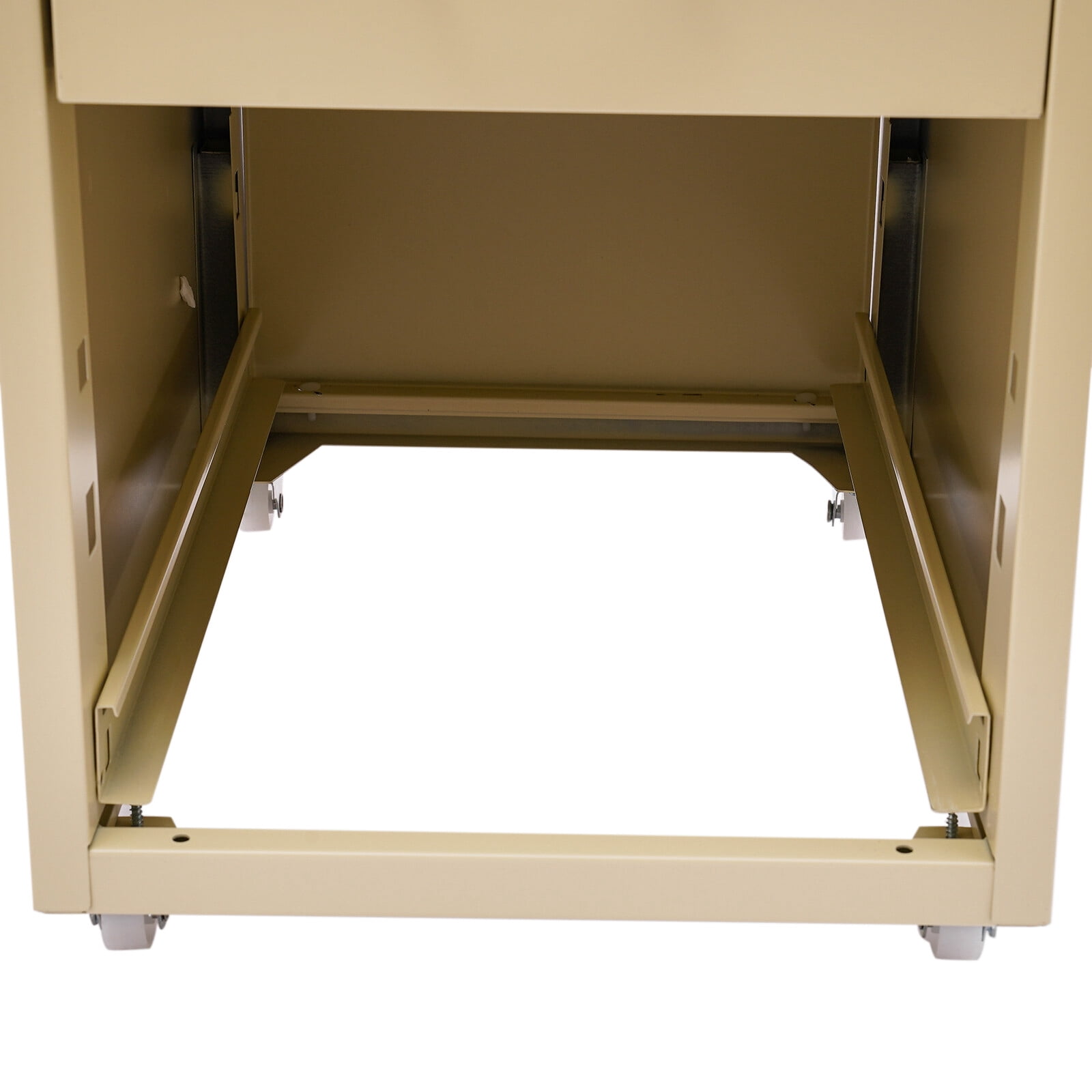 5 Drawer Metal Under Desk File Cabinet, Filing Storage Vertical Cabinets with Wheels for Organization Hanging Letter/Legal/F4/A4, Assembly Required (Beige)