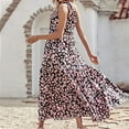 thumbnail image 4 of Moda mujer verano impresión un hombro sin mangas con volantes vestido largo Fridja  hjkh5149, 4 of 7