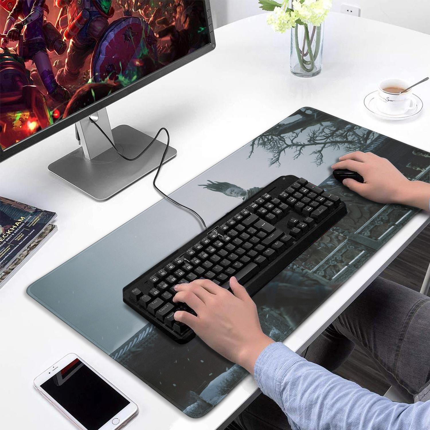 Wukong Gaming Mouse Pad Non Slip Cool Rubber Mousepads for Desktop Tables Ancient Buildings, Buddha Statues, Wukong Desk Mouse Pad for Computer Desk Laptop Decoration (31.5x15.7in)