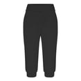 thumbnail image 5 of Fengqque Women's Solid Color Fashion Casual Elastic Waist Slim Fit Capri Pants Sweatpants with Pockets Black 6(M), 5 of 6