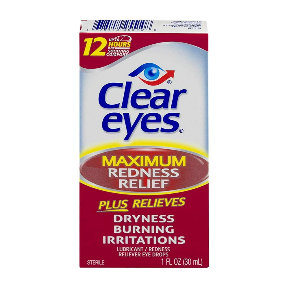 Maximum Redness Relief Eye Drops 1 FL OZ Pack of 3, Clear Eyes