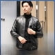 thumbnail image 2 of Chaqueta de cuero de otoño e invierno con cuello de béisbol para hombre, chaqueta de cuero de mediana edad, chaqueta de cuero de PU para hombre, chaqueta de motocicleta para hombre, 2 of 5