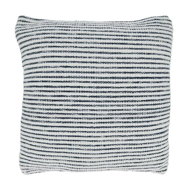 Saro 5082.BL18SP 18 in. Woven Striped Square Throw Pillow with Poly Filling, Black