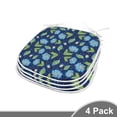 thumbnail image 2 of Flower Dining Chair Pad, Floral Burgeoning in Vibrant Colors, Water Resistant Pillow with Straps for Kitchen Seats, 4 Pieces Set, Night Blue Lime Green, by Ambesonne, 2 of 5