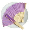 BalsaCircle Decorative Silk Fabric Folding Hand Fans Wedding Favor - Lavender
