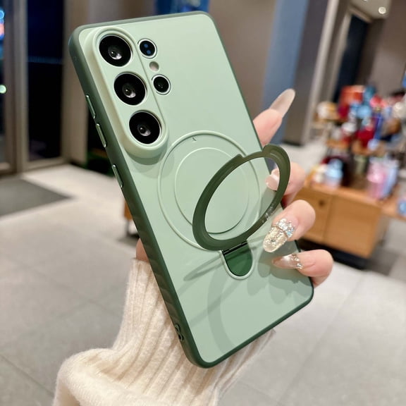 for Samsung Galaxy S26 Magnetic Case with Ring Stand, Luxury Ultra Thin Shock-Resistant Protective Anti-Slip Grip Design Phone Case Cover for Samsung Galaxy S26, Green
