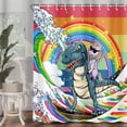 thumbnail image 3 of Cute Kids Shower Curtain for Bathroom, Cool Unicorn Riding Dinosaur Rainbow Funny Shower Curtain, Japanese Kanagawa Waves Shower Curtains for Boys Teens Bathroom Accessories with 12PCS 70X70IN, 3 of 3