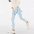 thumbnail image 5 of Girls School Uniform Pants Leggings with Skirts Stretchy Ruffle Tutu Pant Light Blue 7-8 Years, 5 of 5
