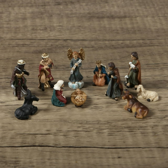 Conjunto de estatuillas de Natividad de Santa Jesús pintadas Hugo estatuilla de nacimiento de jesús