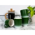 thumbnail image 3 of Green White Two Toned Ombre Matte 10 ounce Ceramic Stoneware Coffee Cup Mugs Set of 4, 3 of 6