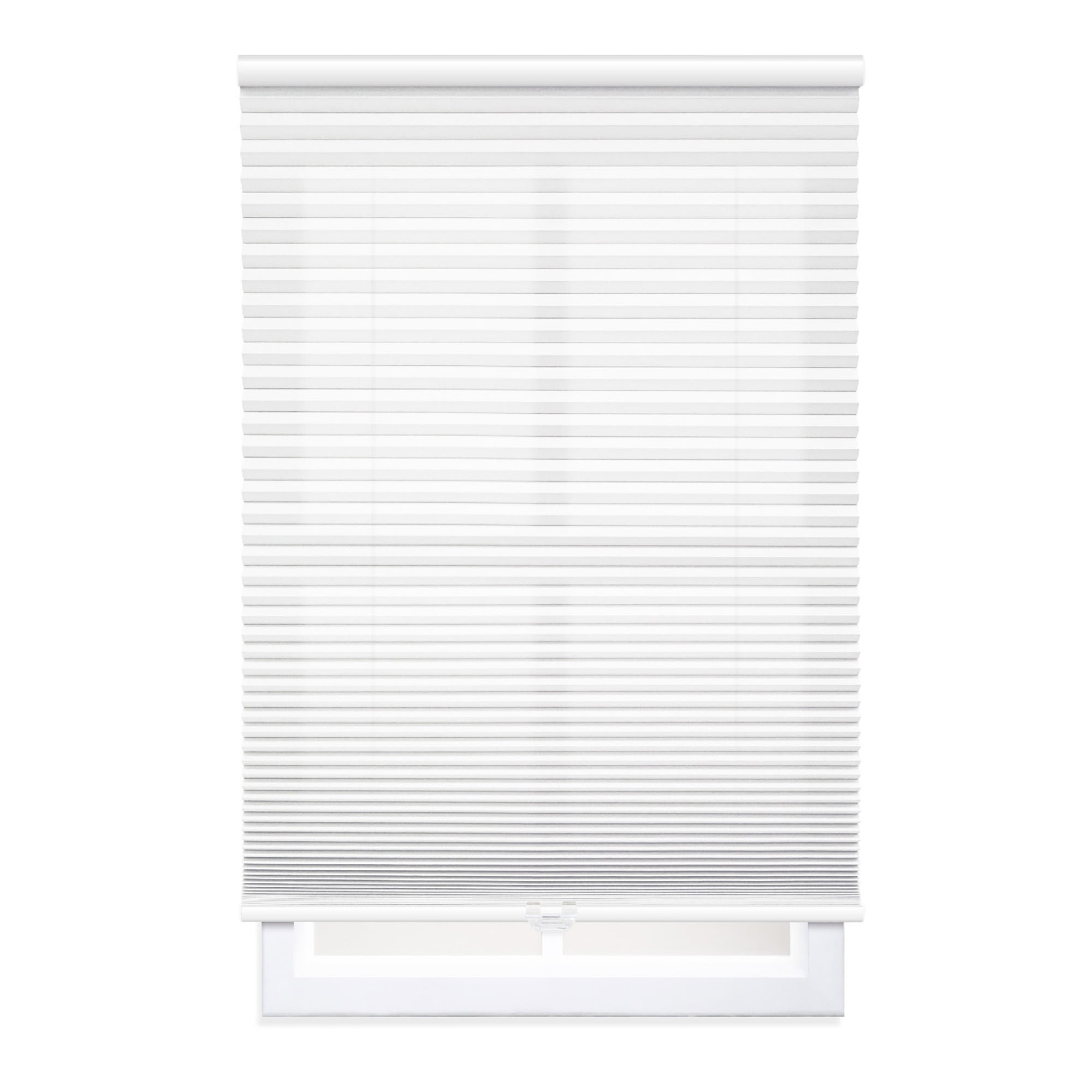 (2 pack) Mainstays Cordless Polyester Light Filtering Cellular Shade, 1-Piece, White, 27" W x 72" L