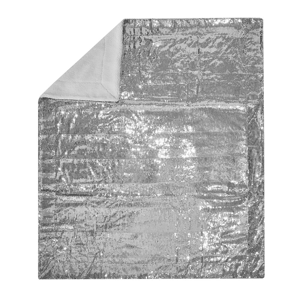 Mainstays Sparkle Sequin Decorative Throw Blanket, 50" x 60", Silver