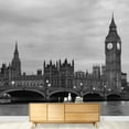 thumbnail image 3 of wall26 - Westminster Bridge with Big Ben in London, Black and White Version. - Removable Wall Mural | Self-Adhesive Large Wallpaper - 66x96 inches, 3 of 6